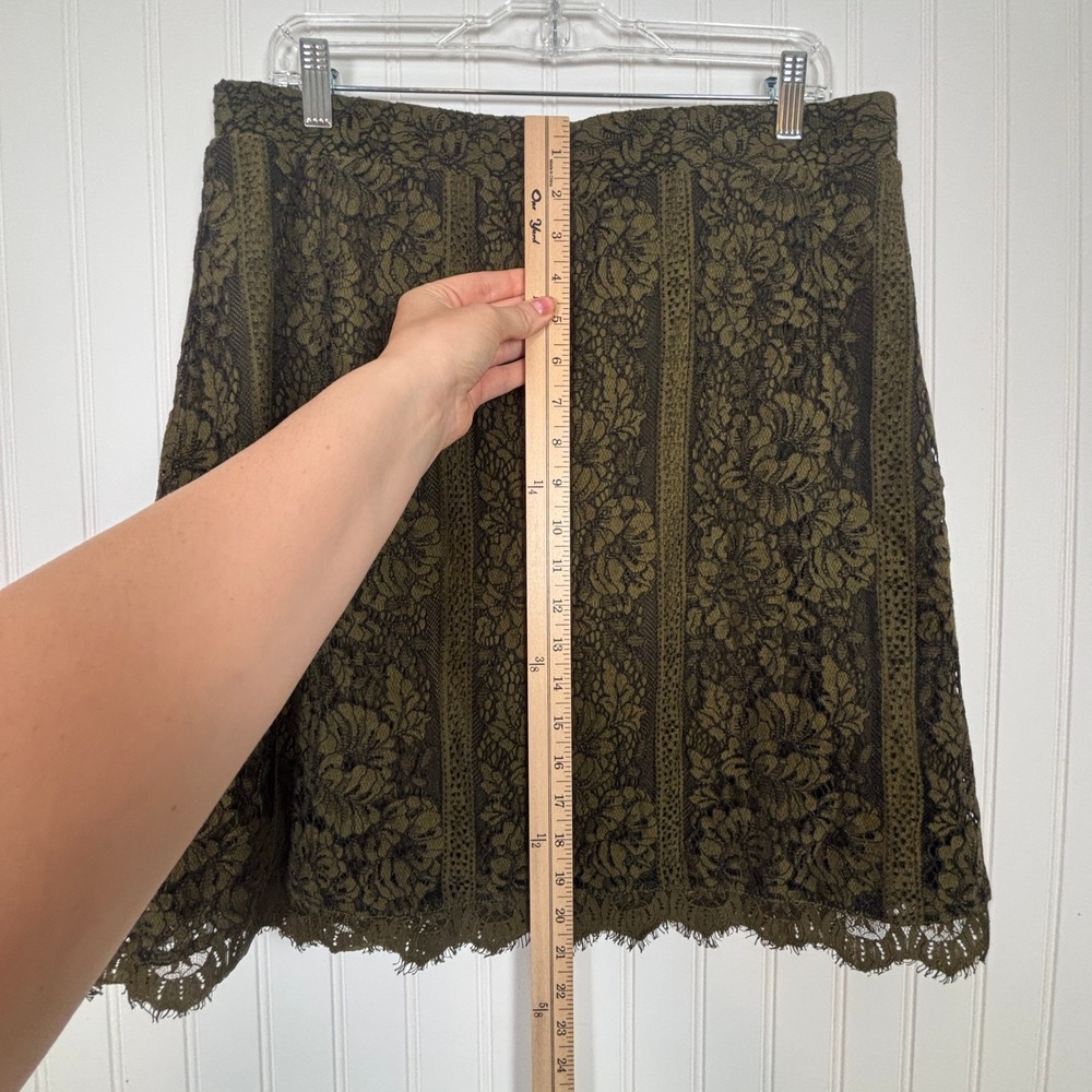Olive Green Floral Lace Skort Womens XL Cottagecore Fairy Grunge Boho Whimsigoth - Picture 8 of 9